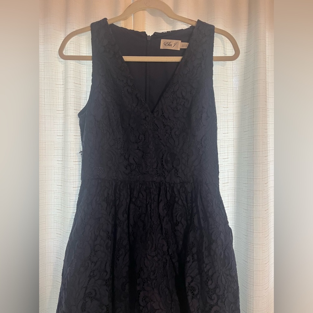 Eliza J Navy Lace Midi Dress